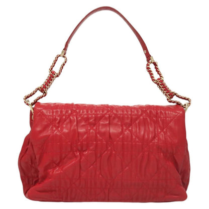 Christian Dior Delidior Chain Shoulder Bag Cannage Quilt Leather, RED, LEATHER, Shoulder bag