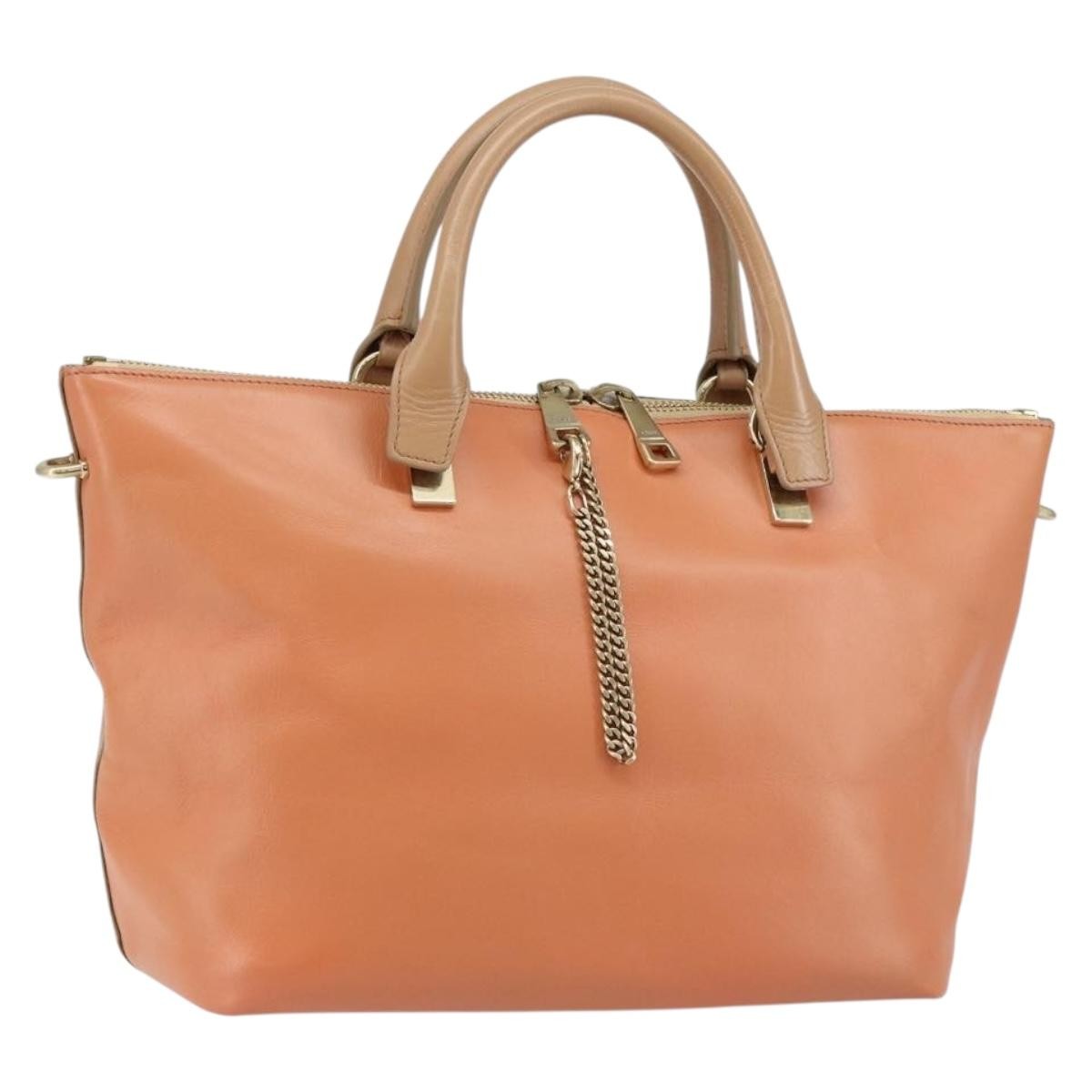 Chloe Bicolor Baylee Satchel Leather, ORANGE, LEATHER, Handbag