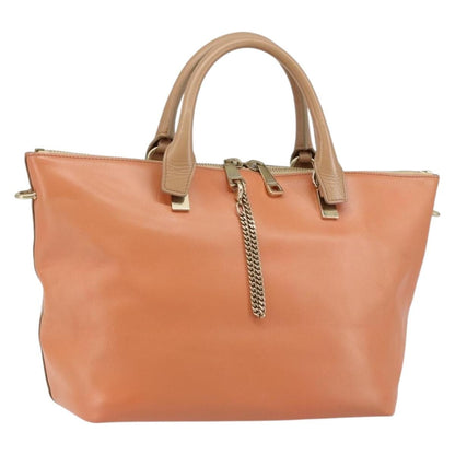 Chloe Bicolor Baylee Satchel Leather, ORANGE, LEATHER, Handbag