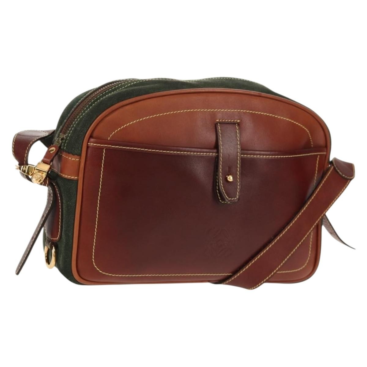 Loewe Anagram Shoulder Bag Suede, BROWN, SUEDE, Shoulder bag