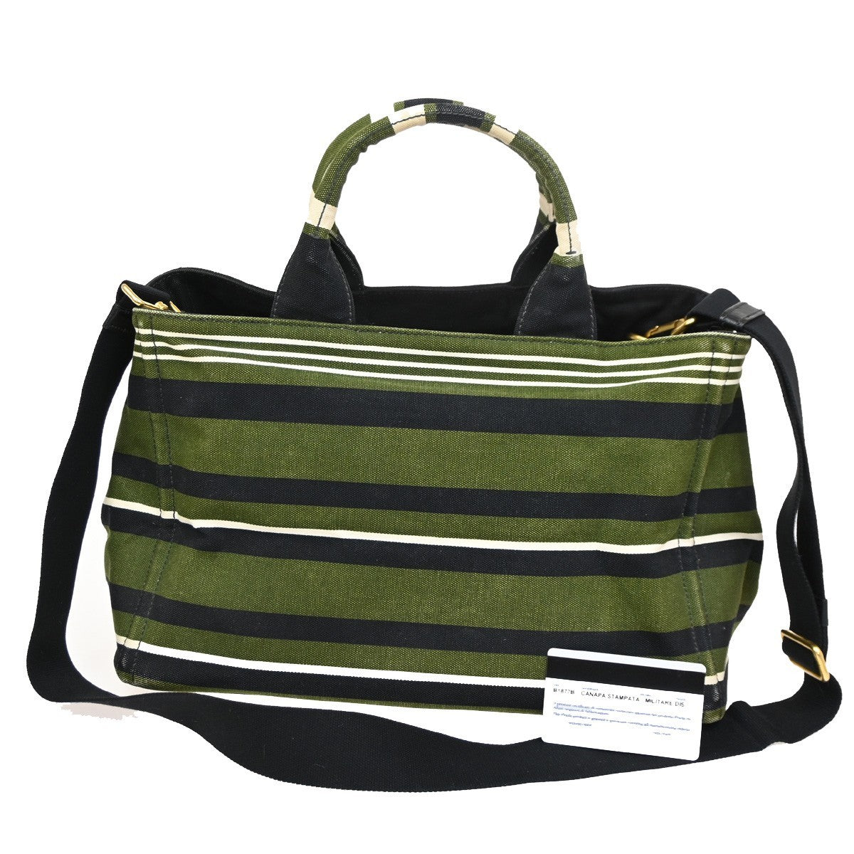 Prada Canapa Open Tote Canvas, GREEN, CANVAS, Handbag
