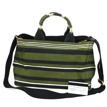 Prada Canapa Open Tote Canvas, GREEN, CANVAS, Handbag