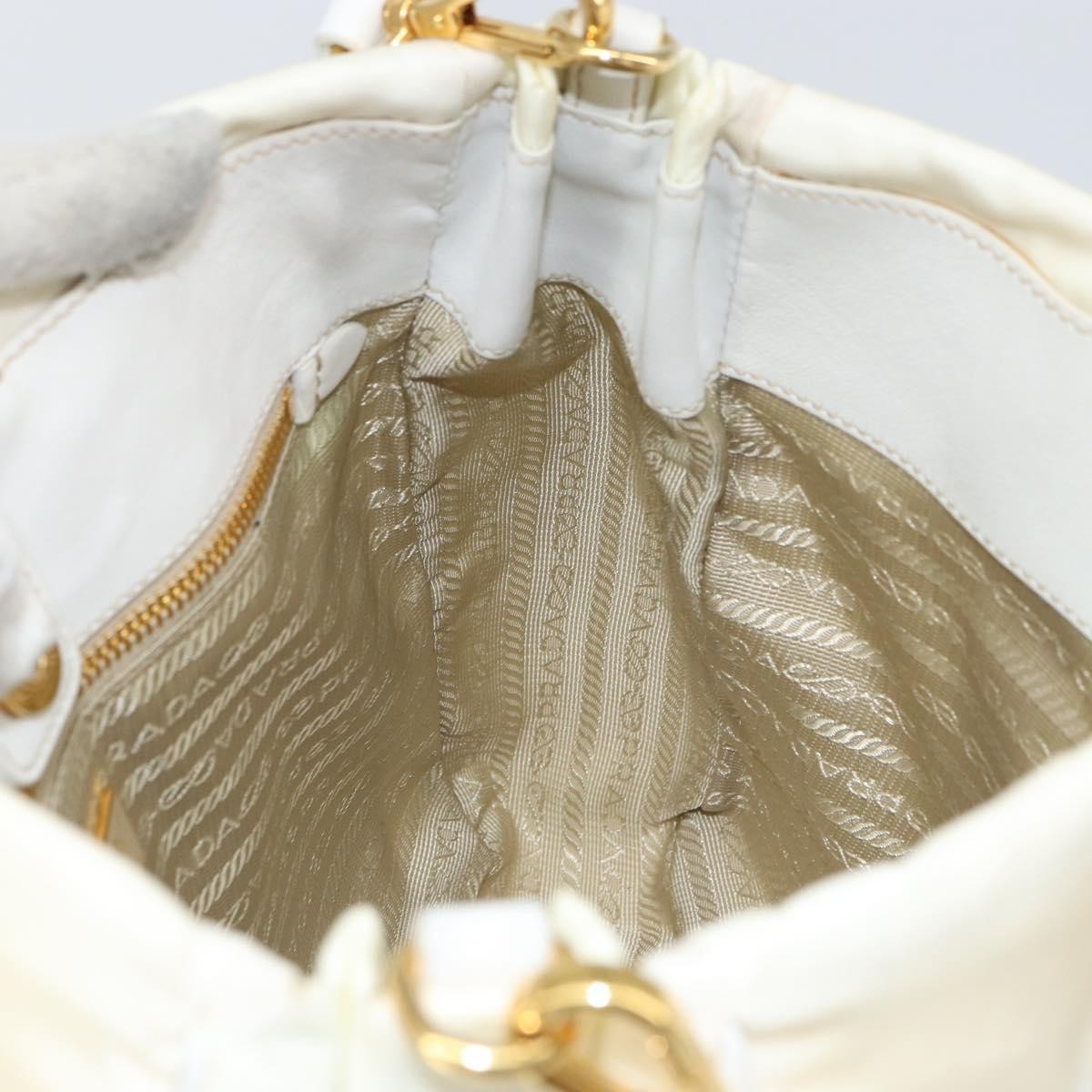 Prada Vintage Tote Tessuto with Leather, WHITE, NYLON, Tote bag