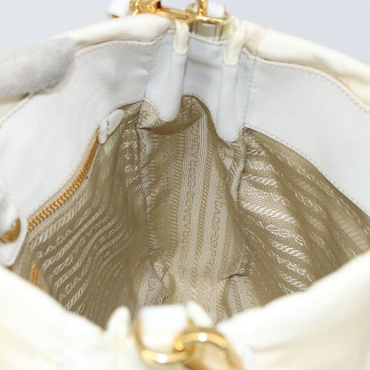 Prada Vintage Tote Tessuto with Leather, WHITE, NYLON, Tote bag