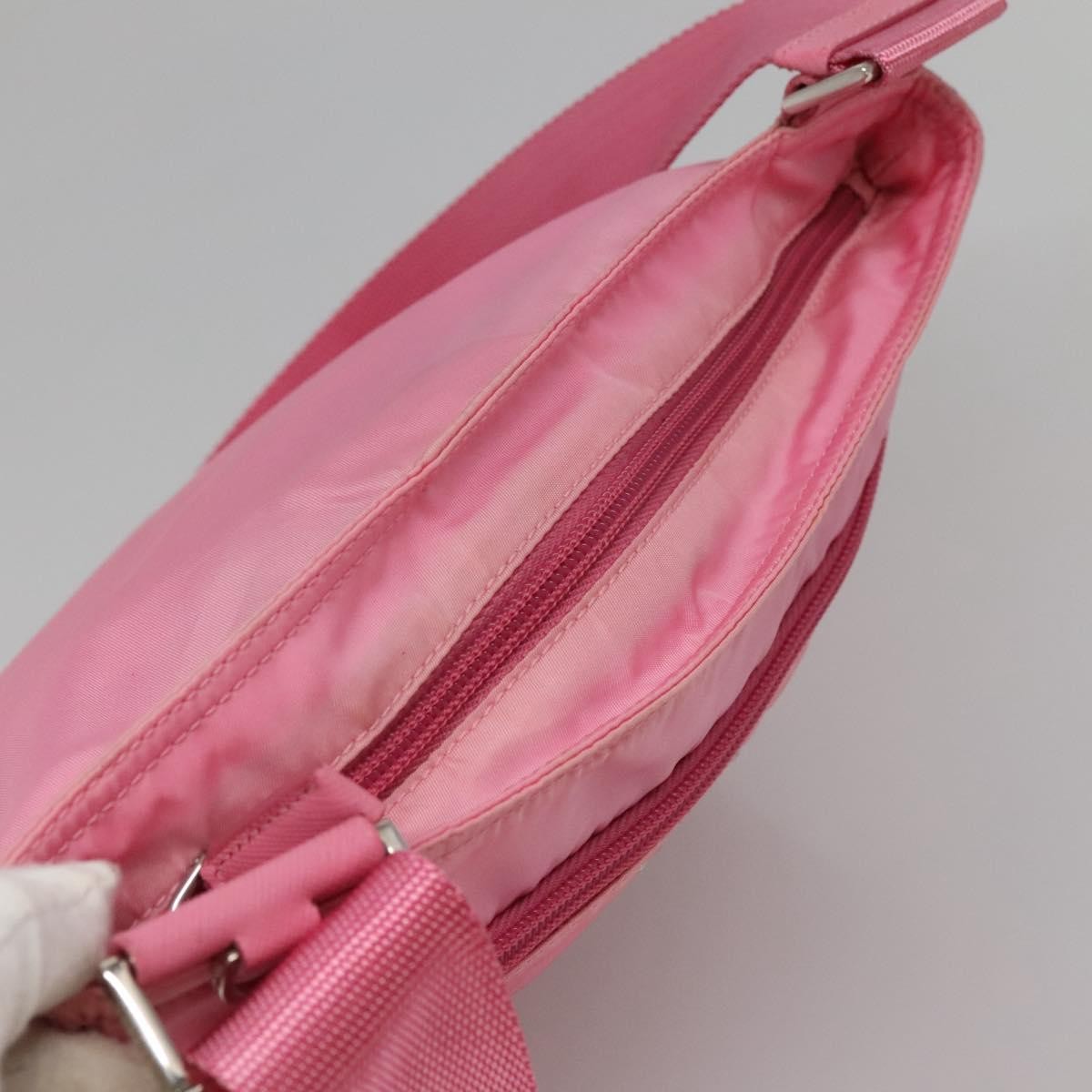 Prada Front Pocket Messenger Bag Tessuto, PINK, NYLON, Shoulder bag