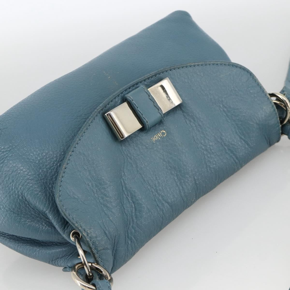 Chloe Lily Handbag Leather, Blue, Leather, Handbag