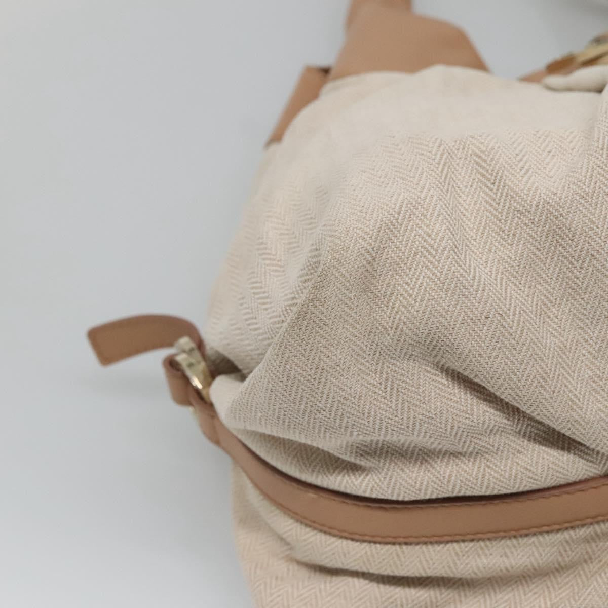 Bvlgari Chandra Hobo Canvas and Leather, BEIGE, CANVAS, Shoulder bag