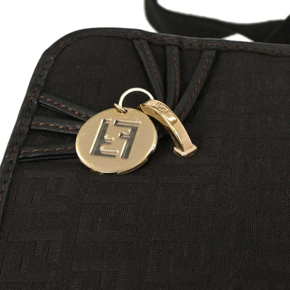 Fendi Vintage F Charm Messenger Bag Zucchino Canvas, BLACK, CANVAS, Shoulder bag