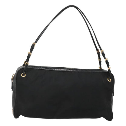 Prada SHOULDER BAG NYLON BLACK GOLD, Black, Nylon, Shoulder Bag