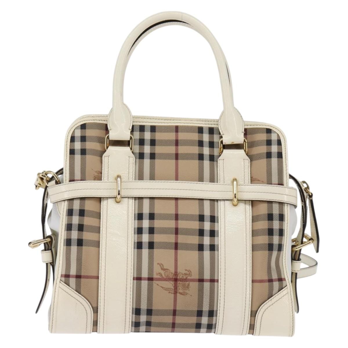Burberry Minford Satchel Haymarket Coated Canvas, BEIGE, CANVAS, Tote bag