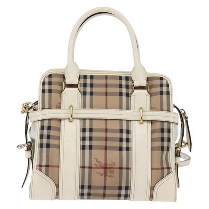 Burberry Minford Satchel Haymarket Coated Canvas, BEIGE, CANVAS, Tote bag