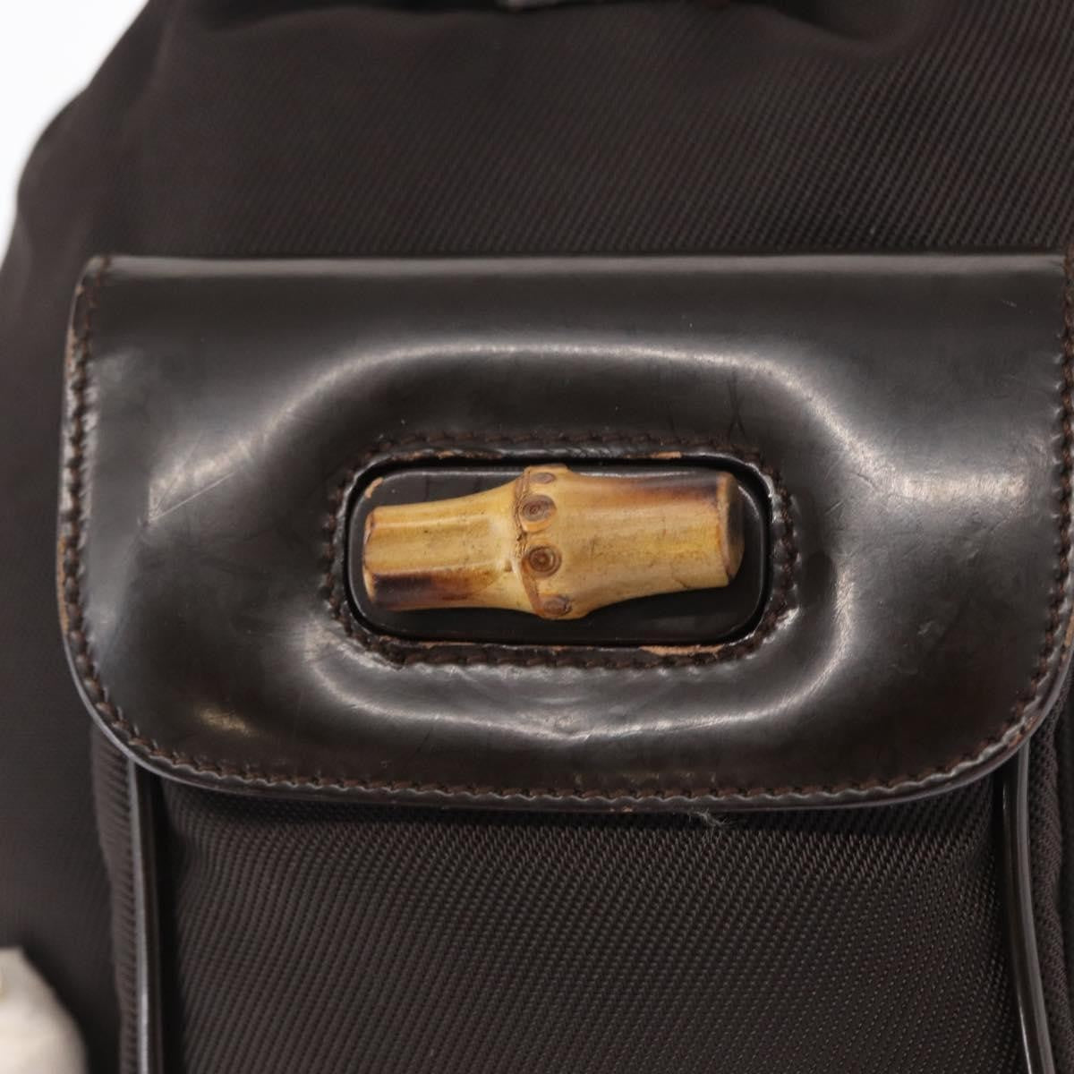 Gucci Vintage Bamboo Backpack Nylon and Patent Leather, BLACK, NYLON, Backpack