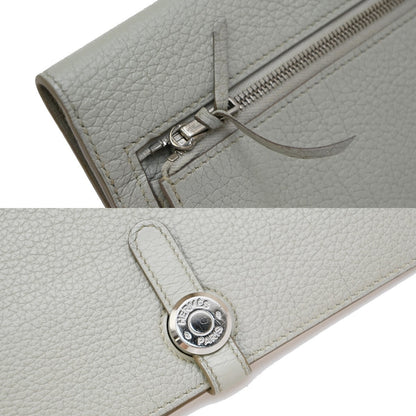 Hermes Dogon Duo Combined Wallet Leather, GRAY, LEATHER, Wallets