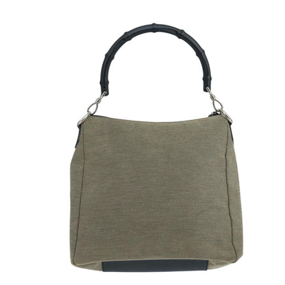 Gucci Vintage Bamboo Handle Tote Canvas, BEIGE, CANVAS, Shoulder bag