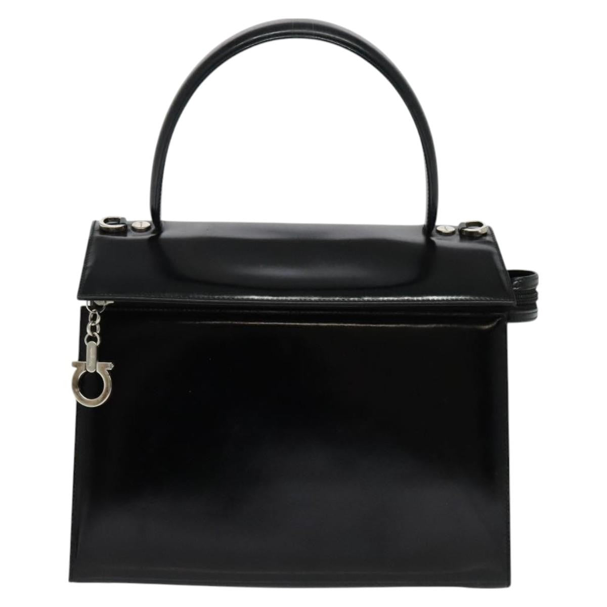 Salvatore Ferragamo Gancini handbag Patent leather, BLACK, PATENT_LEATHER, Handbag