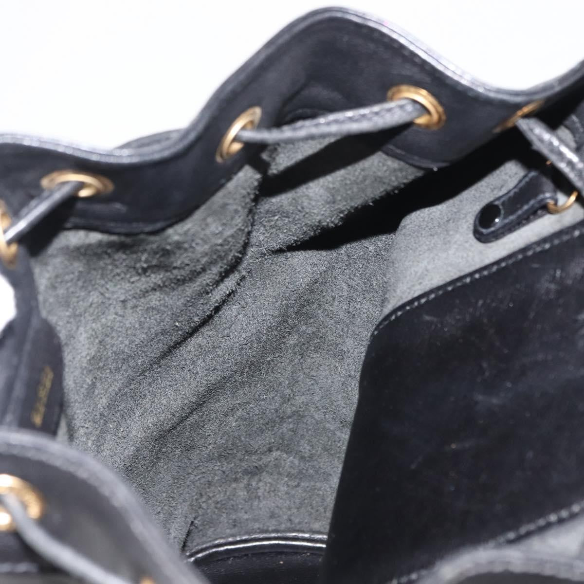 Gucci Vintage Bamboo Sling Backpack Leather, BLACK, LEATHER, Backpack