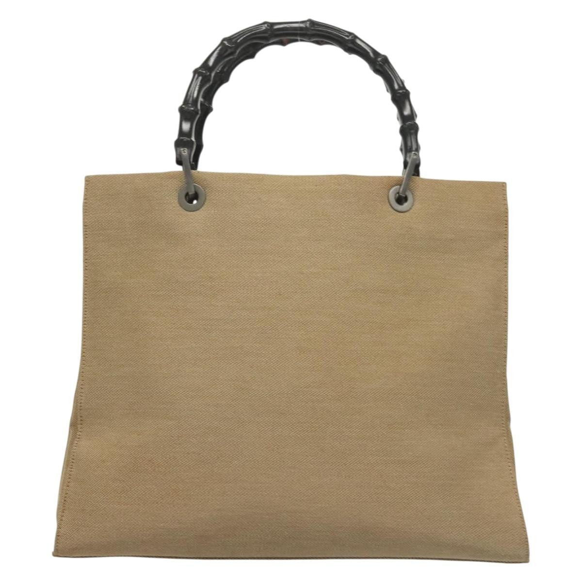 Gucci Vintage Bamboo Handle Tote Canvas, BEIGE, CANVAS, Tote bag