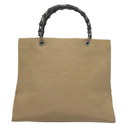 Gucci Vintage Bamboo Handle Tote Canvas, BEIGE, CANVAS, Tote bag