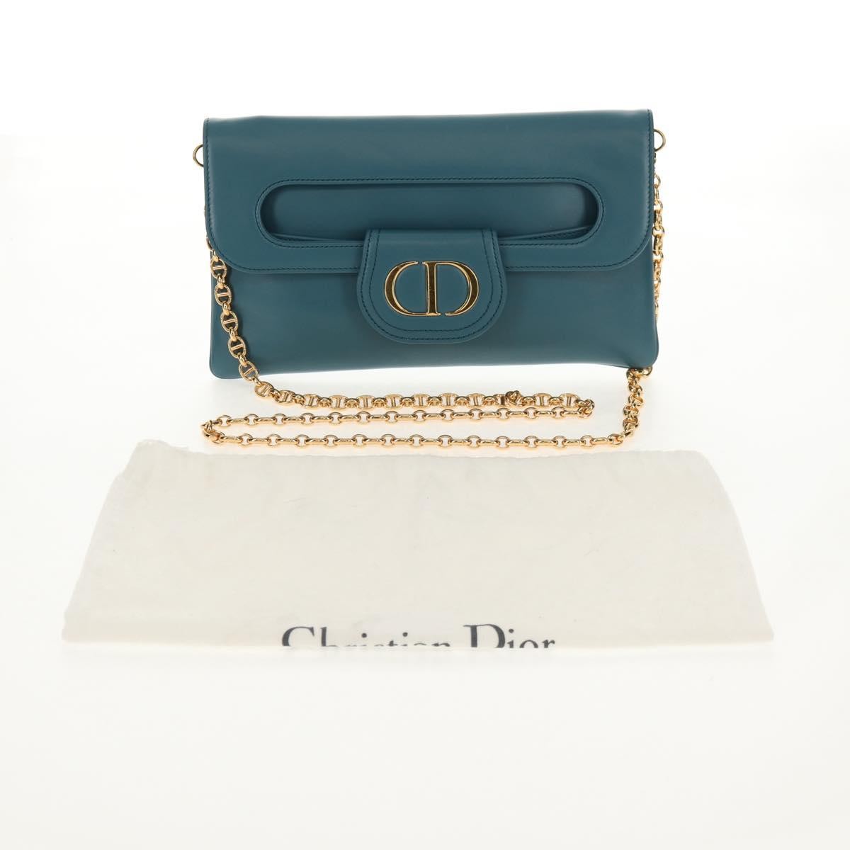 Christian Dior DiorDouble Chain Bag Leather, BLUE, LEATHER, Shoulder bag