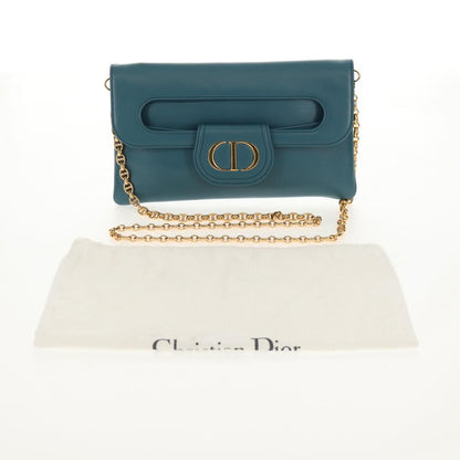 Christian Dior DiorDouble Chain Bag Leather, BLUE, LEATHER, Shoulder bag