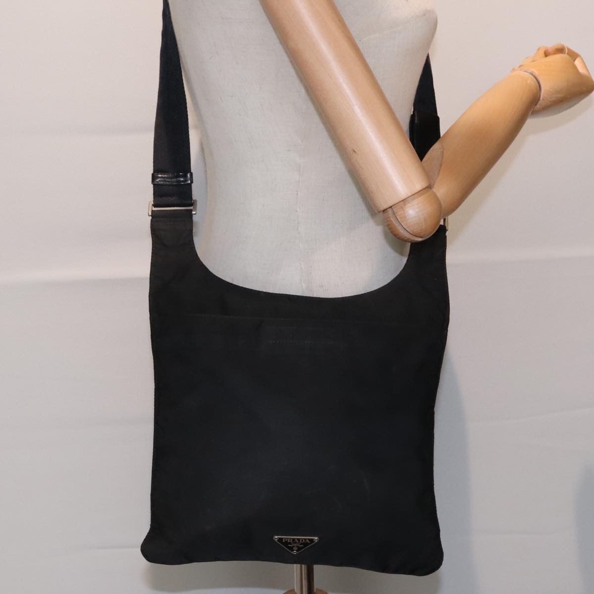 Prada Flat Messenger Bag Tessuto, BLACK, NYLON, Shoulder bag