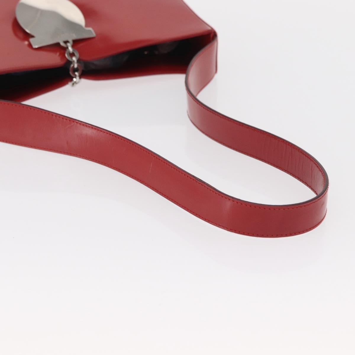 Salvatore Ferragamo Gancini Shoulder Bag Leather, RED, PATENT_LEATHER, Shoulder bag