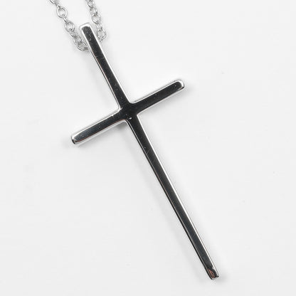 Tiffany & Co. Metro Cross Pendant Necklace 18K White Gold and Diamonds, SILVER, WHITE_GOLD, Necklace