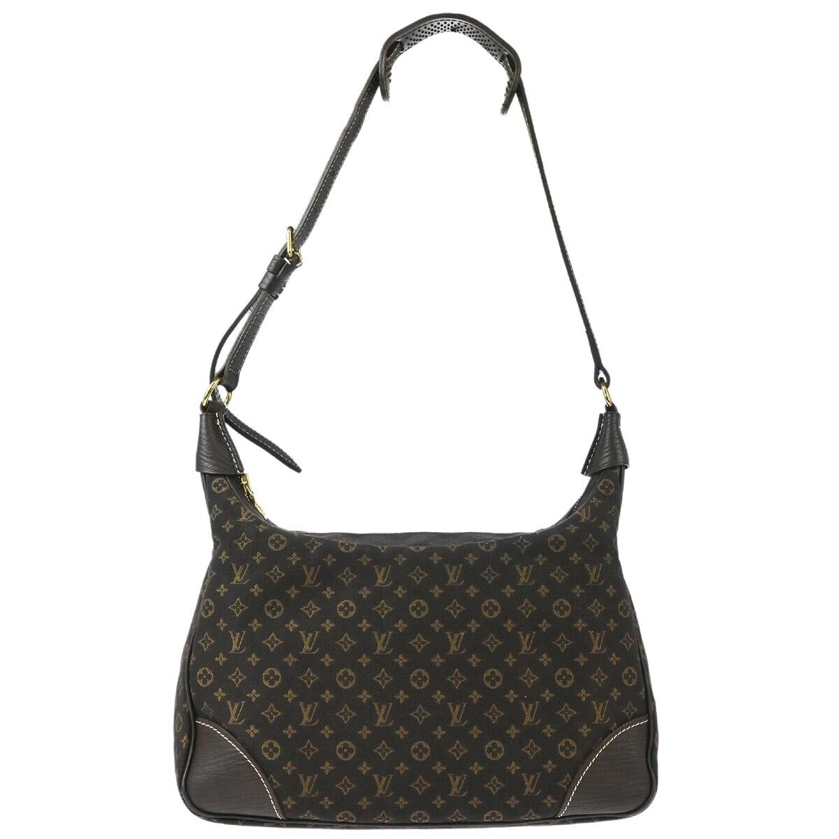 Louis Vuitton Boulogne Handbag Mini Lin, BROWN, CANVAS, Shoulder bag