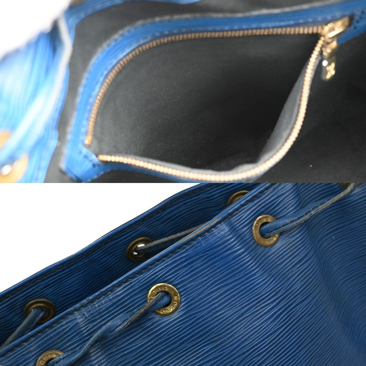 Louis Vuitton Petit Noe Handbag Epi Leather, BLUE, LEATHER, Shoulder bag