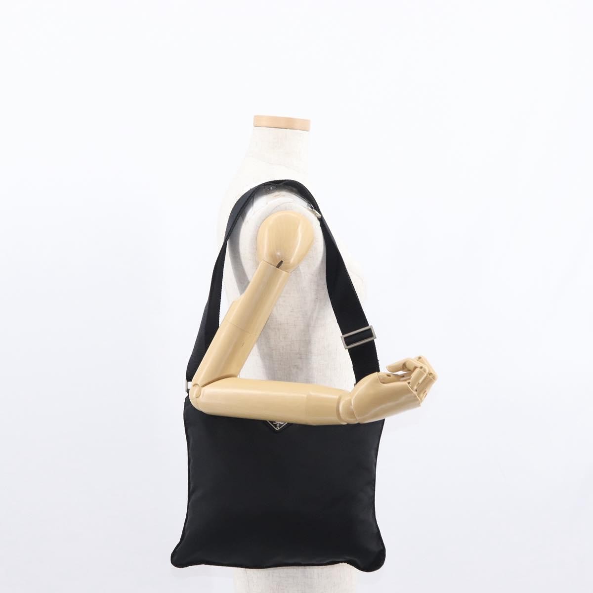 Prada Zip Messenger Bag Tessuto, BLACK, NYLON, Shoulder bag