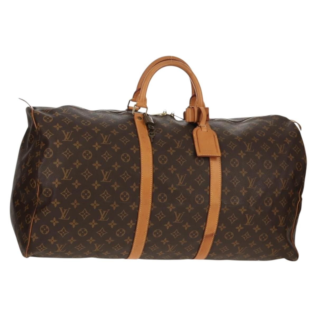 Louis Vuitton Keepall Bag Monogram Canvas, BROWN, CANVAS, Travel bag