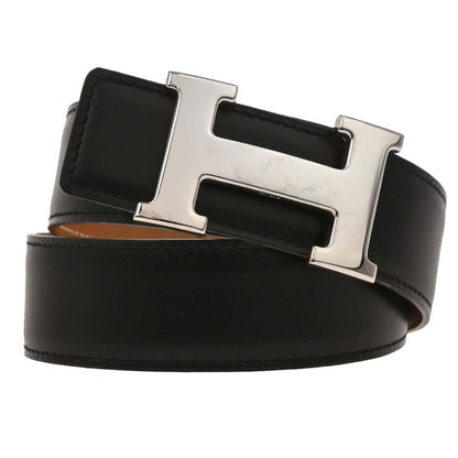 Hermes Constance Reversible Belt Leather, BLACK, LEATHER, Belts