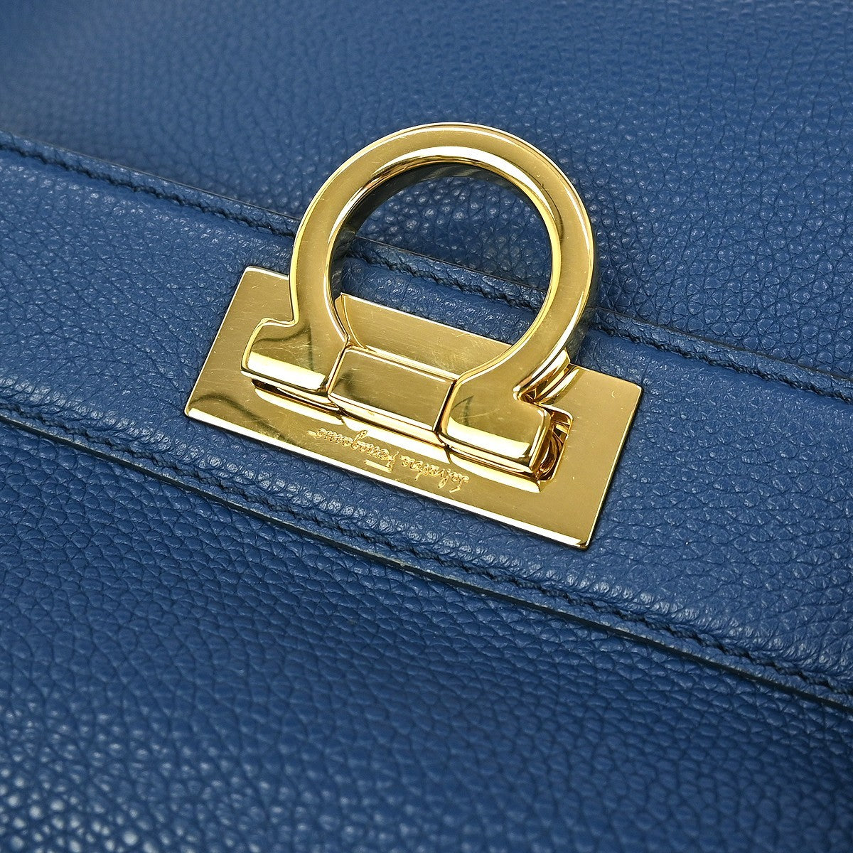 Salvatore Ferragamo Sofia Satchel Leather, BLUE, LEATHER, Handbag