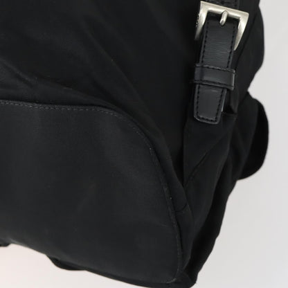 Prada Vela Double Front Pocket Backpack Tessuto with Saffiano Leather, BLACK, NYLON, Backpack