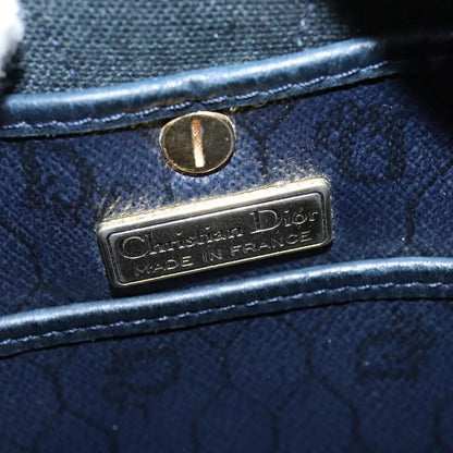 Christian Dior Vintage Honeycomb Shoulder Bag Canvas and Leather, NAVY, PVC, Shoulder bag