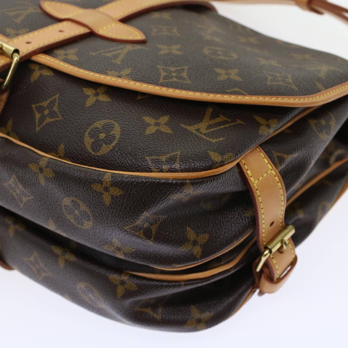 Louis Vuitton Saumur Handbag Monogram Canvas, BROWN, CANVAS, Shoulder bag