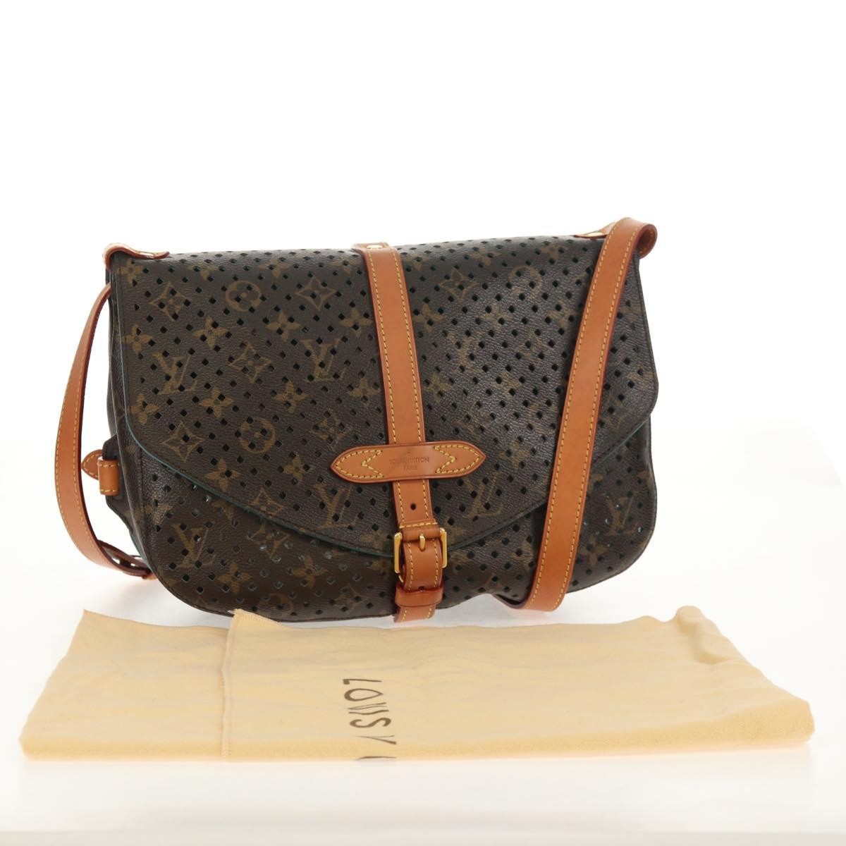 Louis Vuitton Flore Saumur Handbag Perforated Monogram Canvas, BROWN, CANVAS, Shoulder bag