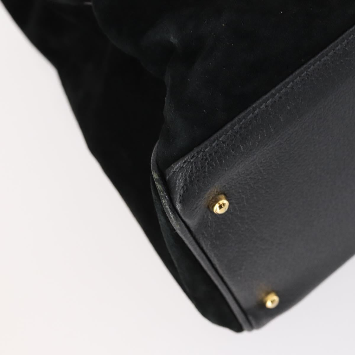 Gucci Vintage Bamboo Handle Bag Suede, BLACK, SUEDE, Handbag