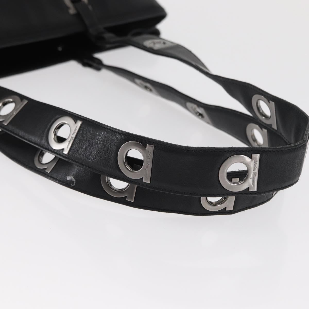 Salvatore Ferragamo Gancini Tote Leather, BLACK, LEATHER, Tote bag