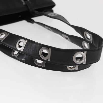 Salvatore Ferragamo Gancini Tote Leather, BLACK, LEATHER, Tote bag