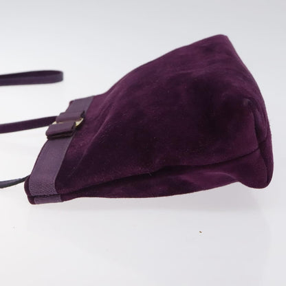 Salvatore Ferragamo Vala Shoulder Bag Suede, PURPLE, SUEDE, Shoulder bag