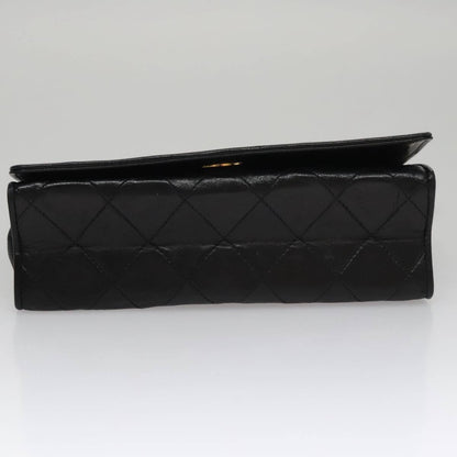 Chanel Vintage Full Flap Shoulder Bag Leather, BLACK, LEATHER, Shoulder bag