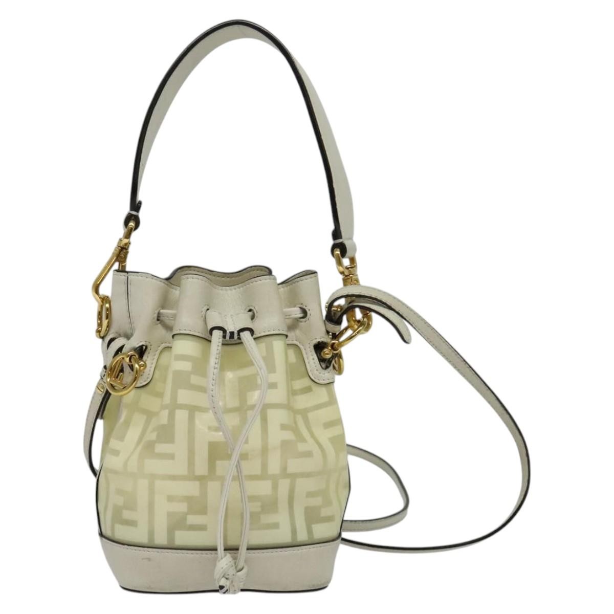 Fendi FF Logo Mon Tresor Bucket Bag Canvas, WHITE, CANVAS, Shoulder bag