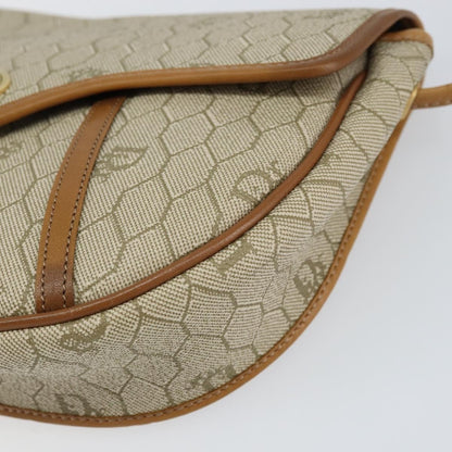 Christian Dior Vintage Honeycomb Flap Crossbody Bag Canvas and Leather, BEIGE, CANVAS, Shoulder bag
