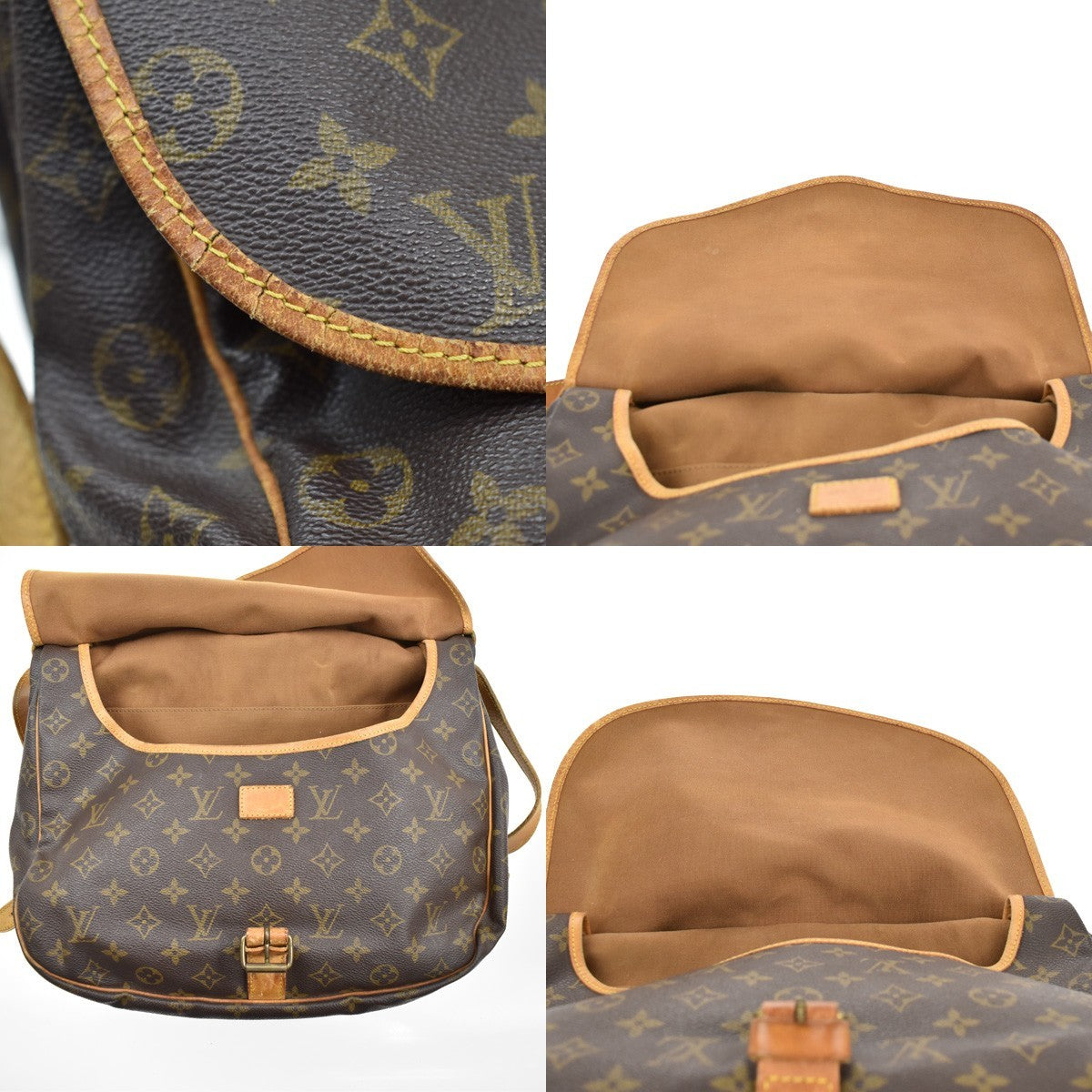 Louis Vuitton Saumur Handbag Monogram Canvas, BROWN, LEATHER, Shoulder bag