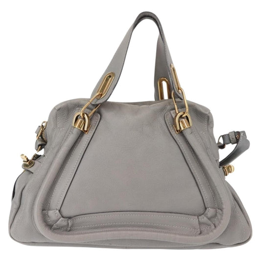 Chloe Paraty Top Handle Bag Leather, GRAY, LEATHER, Handbag