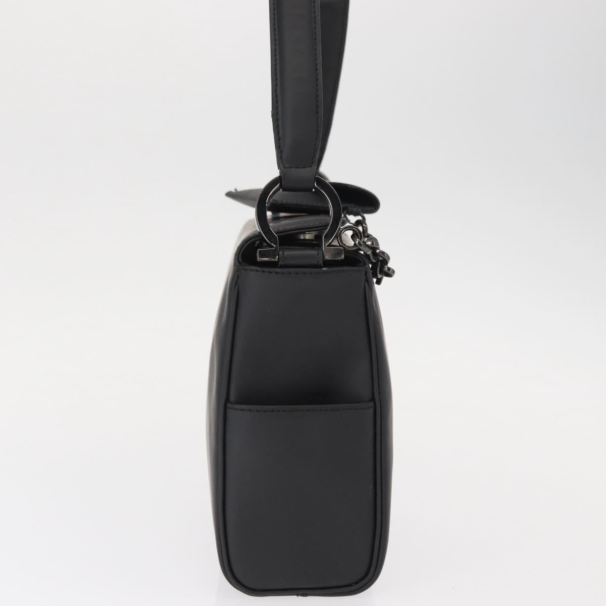 Salvatore Ferragamo Gancini Shoulder Bag Leather, BLACK, PATENT_LEATHER, Shoulder bag