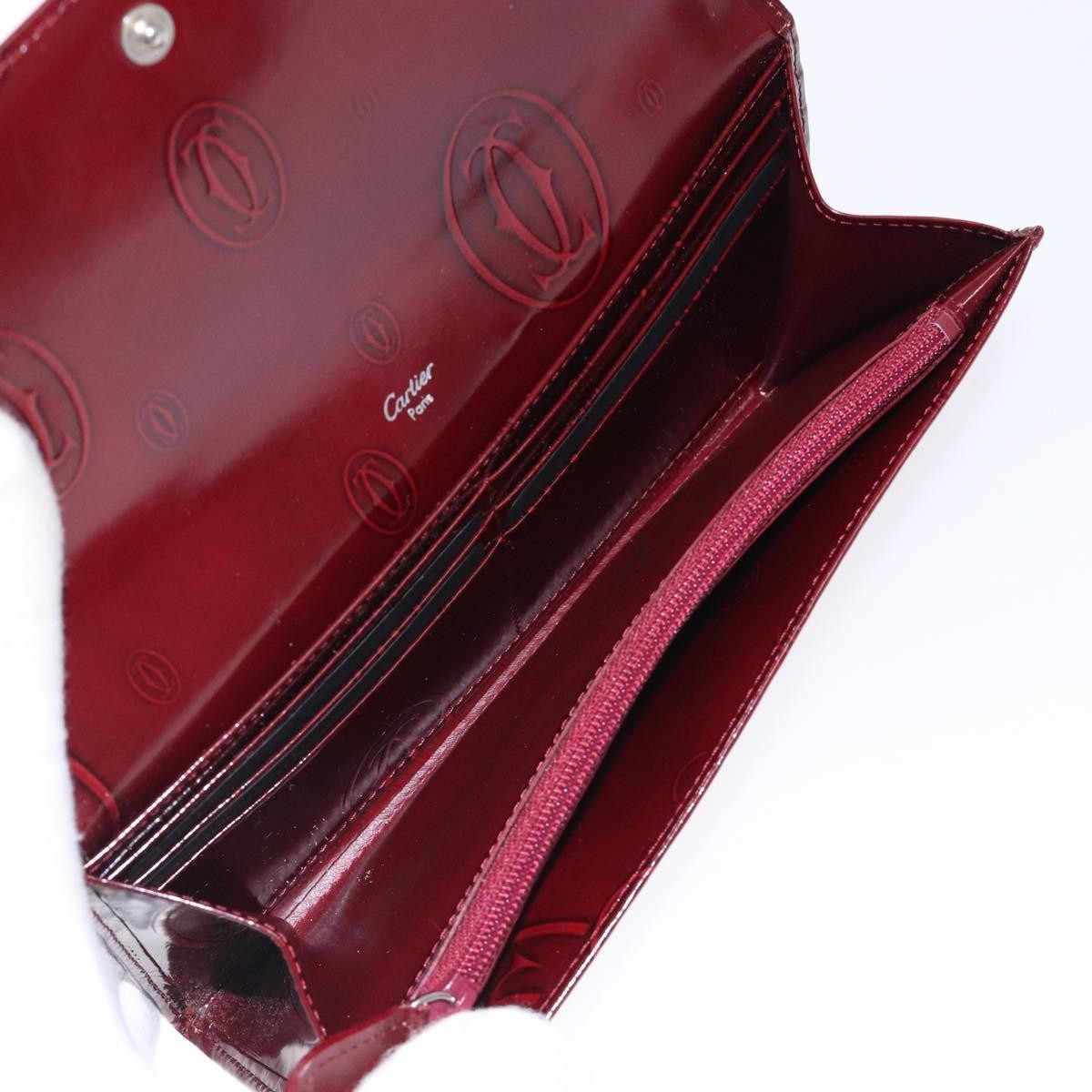 Cartier Happy Birthday Long Wallet Patent leather, BURGUNDY, PATENT_LEATHER, Wallets