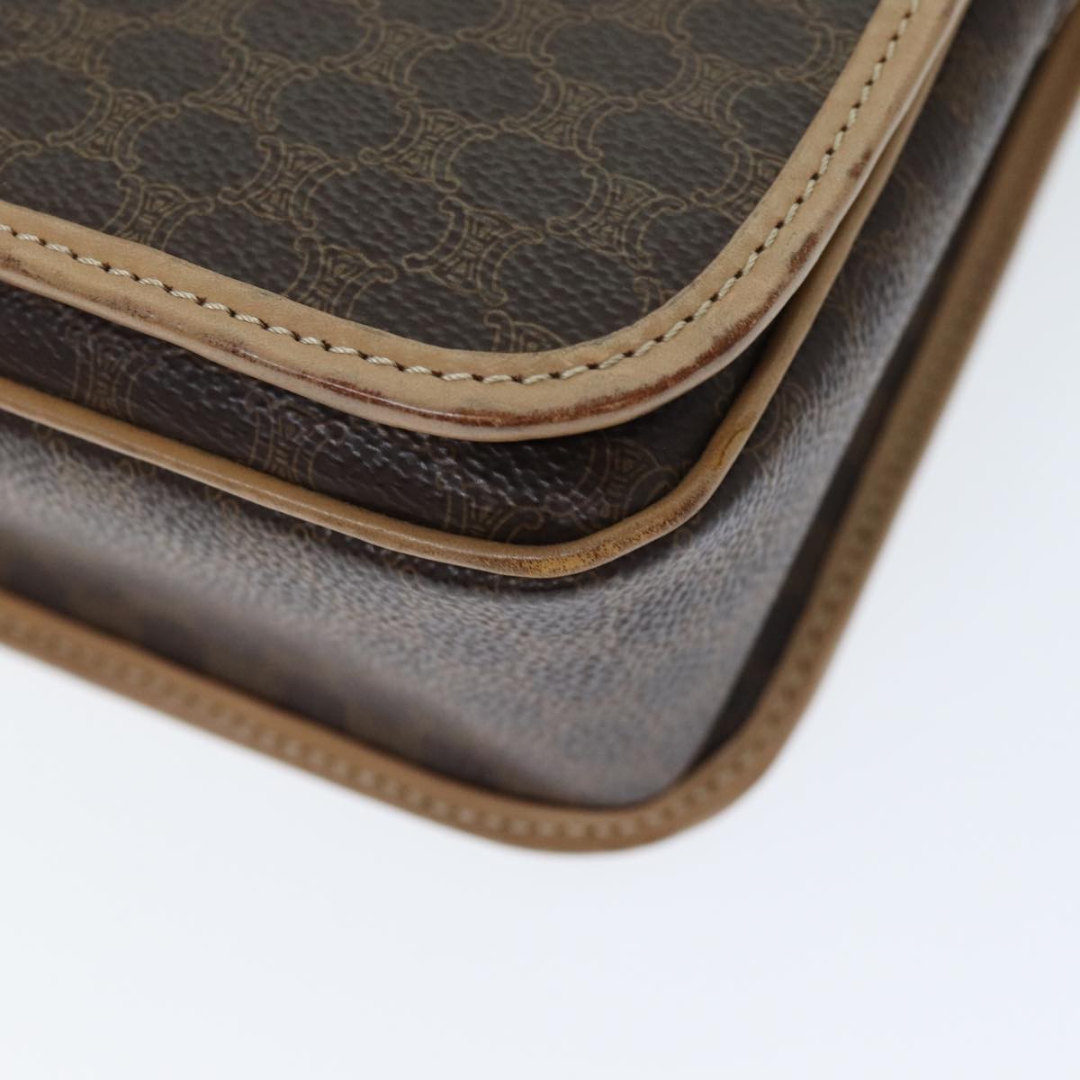 Celine Macadam Shoulder Bag PVC Leather, BROWN, CANVAS, Shoulder bag