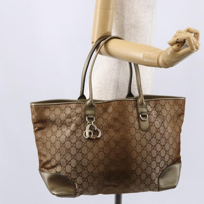Gucci Heart Bit Open Tote GG Canvas with Leather, BEIGE, CANVAS, Tote bag
